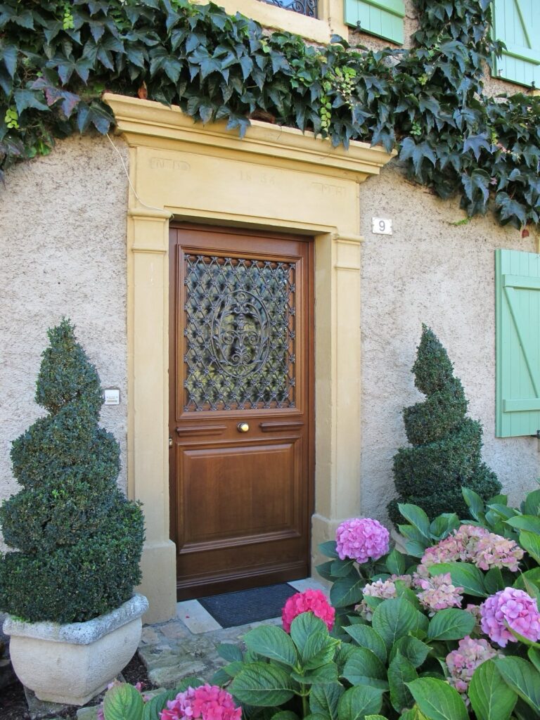 porte entree bois grille 61